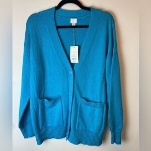 A New Day Women’s Blue Button Pocket Cardigan Sweater Size Small